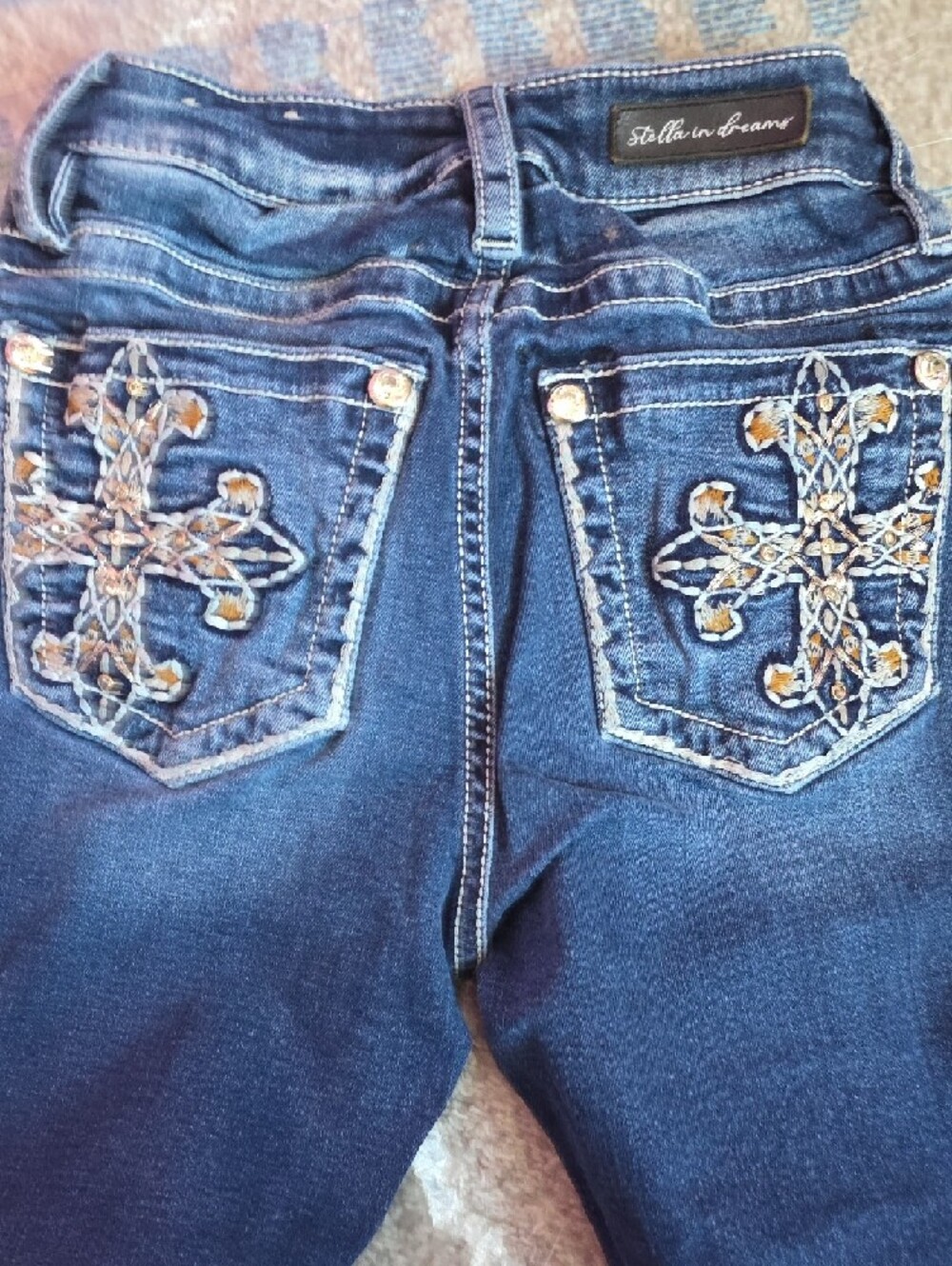 Straight Leg Women's Jeans in Dark Blue - Picture 4 of 5